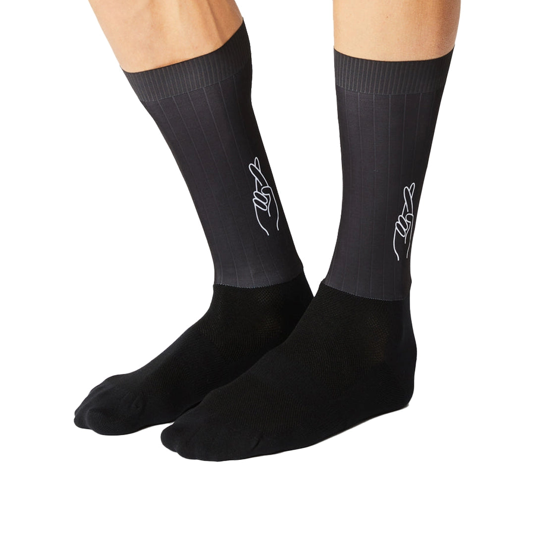 FINGERSCROSSED Sock Aero Logo - Black-Cycling Socks-