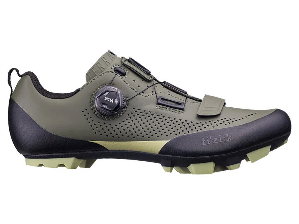 FIZIK Gravel MTB Cycling Shoes X5 Terra - Military Green/Tangy Green-Gravel Cycling Shoes-