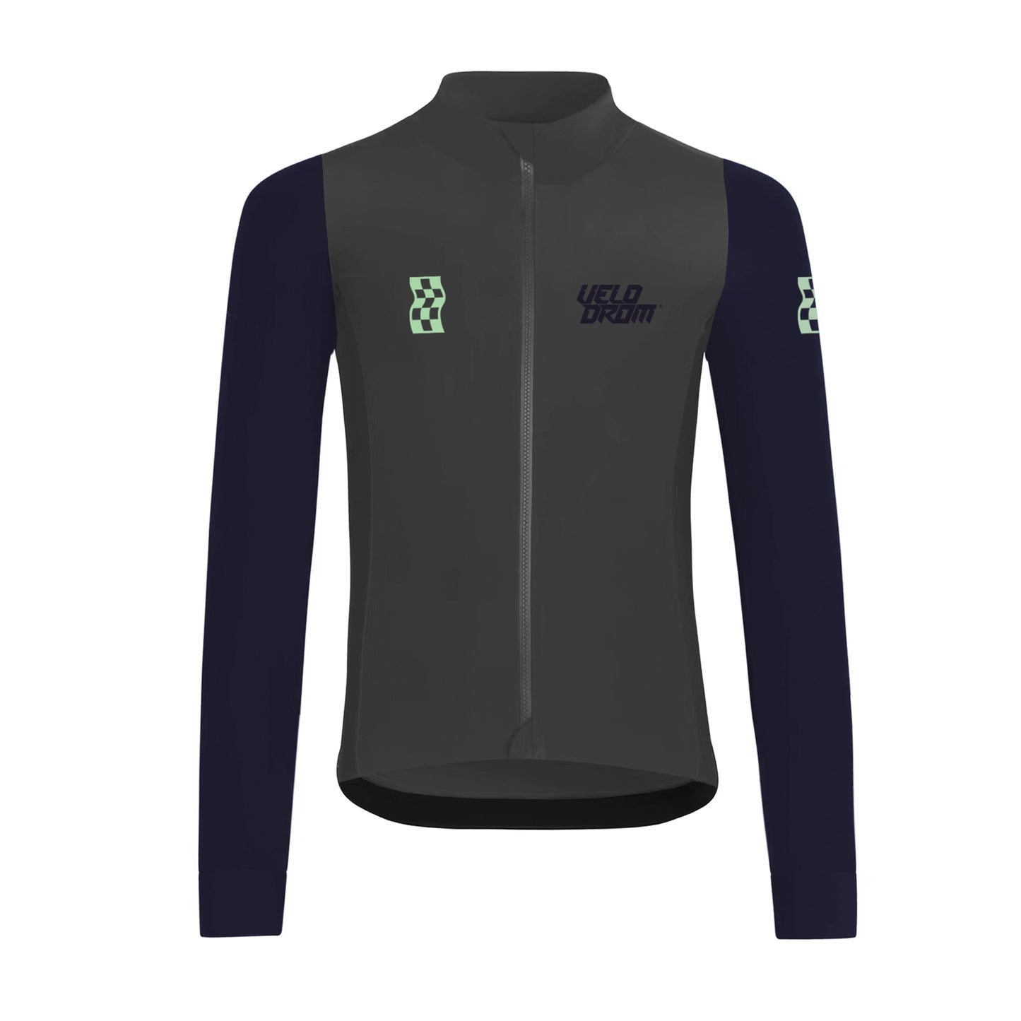 VELODROM RaceDay Thermal Long Sleeve Jersey - Medium Grey/Navy Dual Sleeves