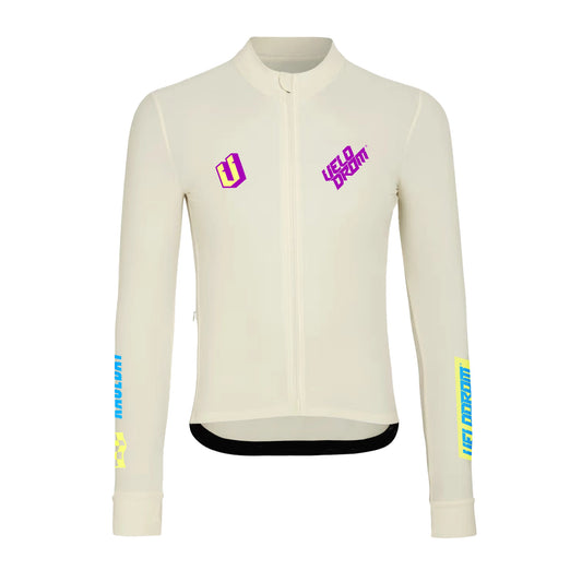 VELODROM RaceDay Thermal Long Sleeve Jersey - Off White/Neon