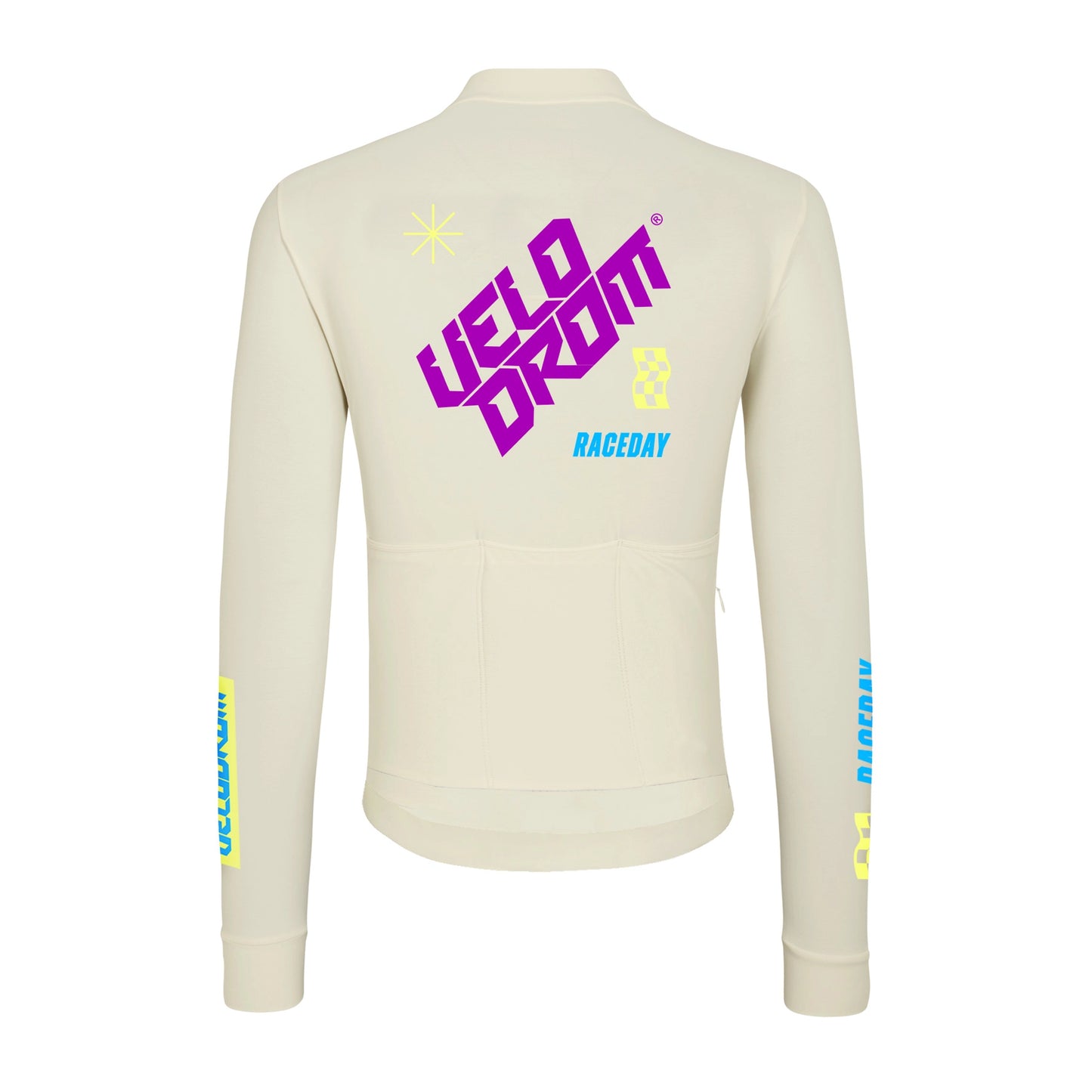 VELODROM RaceDay Thermal Long Sleeve Jersey - Off White/Neon