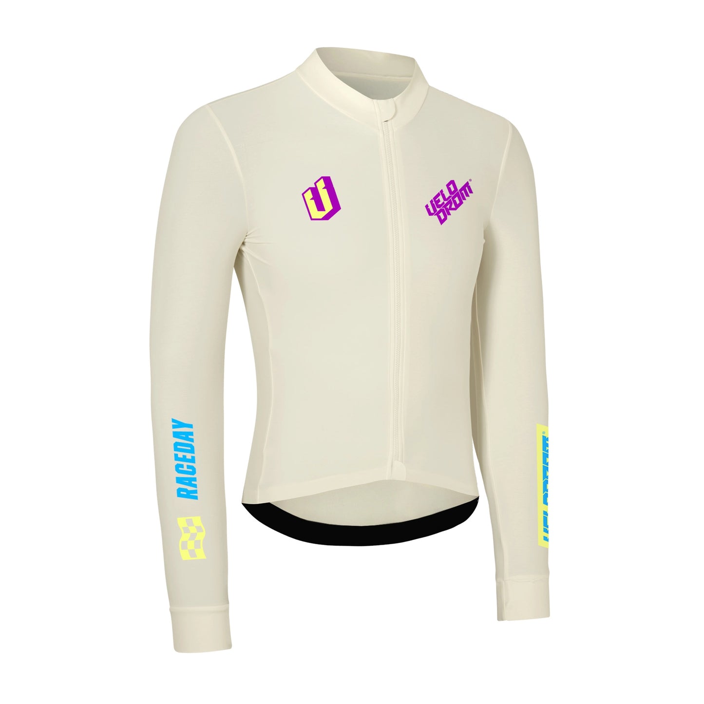 VELODROM RaceDay Thermal Long Sleeve Jersey - Off White/Neon