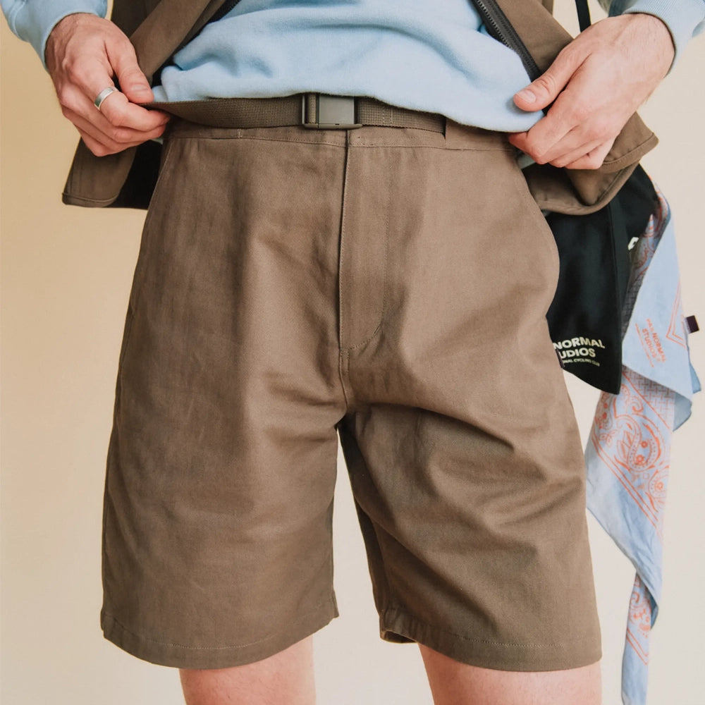 PAS NORMAL STUDIOS Off Race Cotton Twill Shorts - Ash Brown