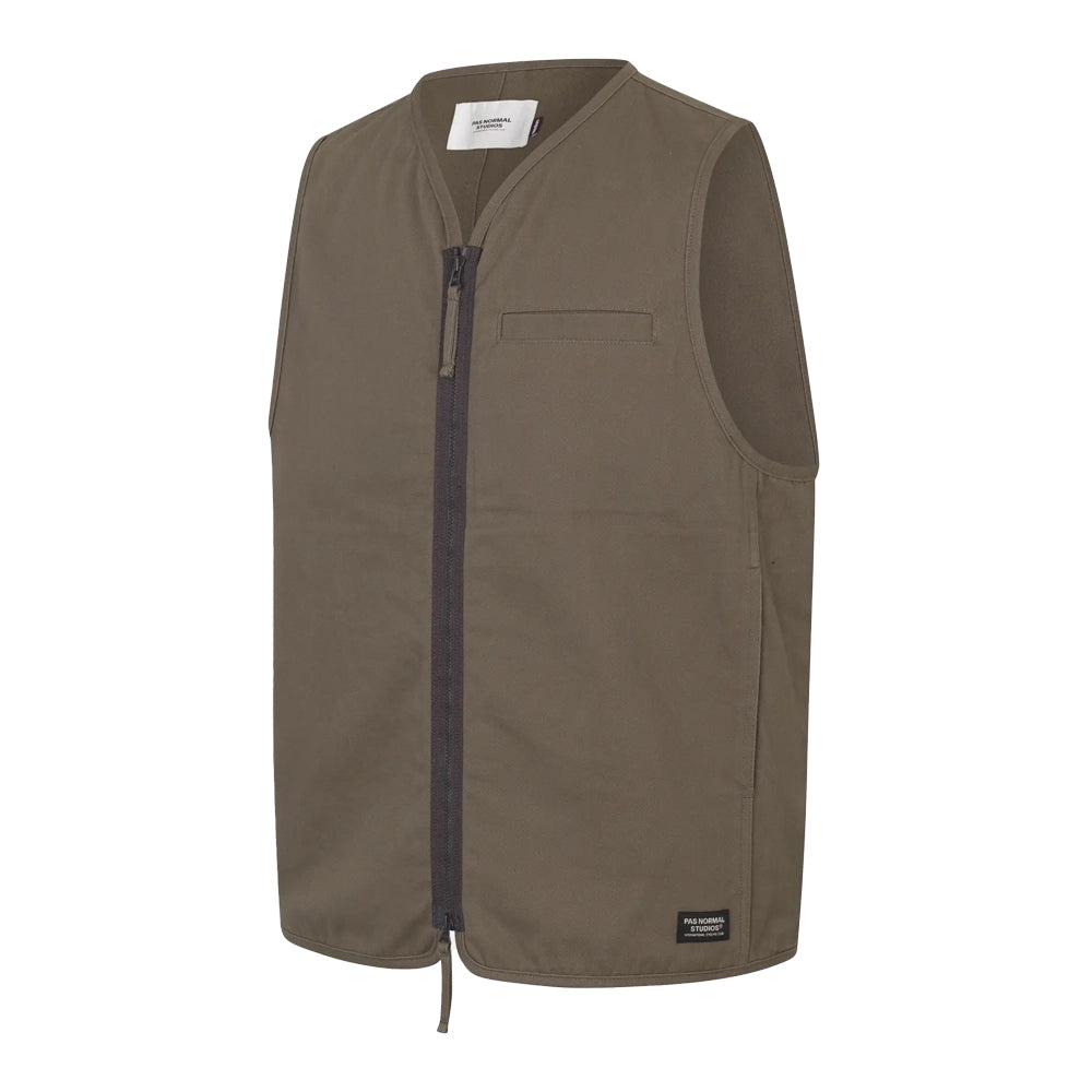 PAS NORMAL STUDIOS Off Race Cotton Twill Vest - Ash Brown