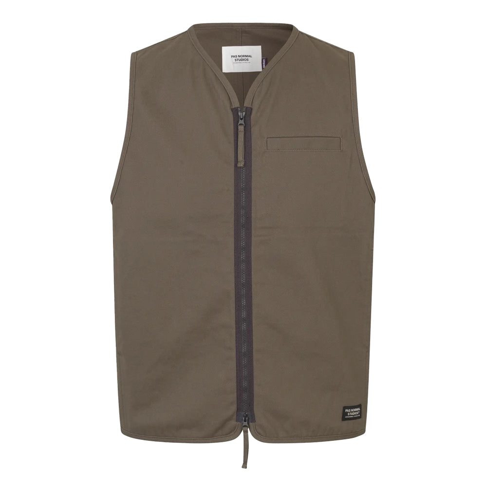 PAS NORMAL STUDIOS Off Race Cotton Twill Vest - Ash Brown