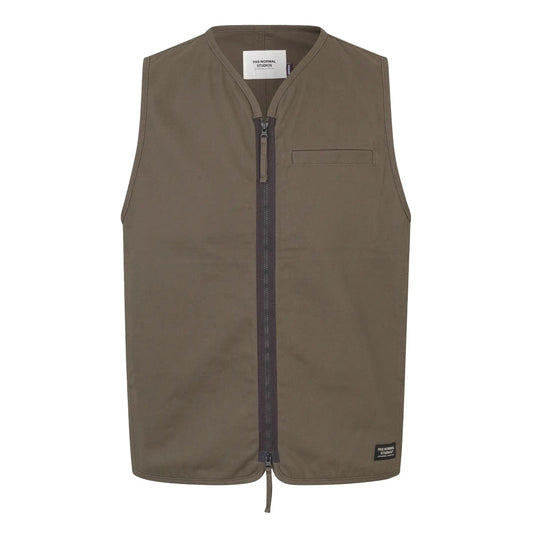 PAS NORMAL STUDIOS Off Race Cotton Twill Vest - Ash Brown