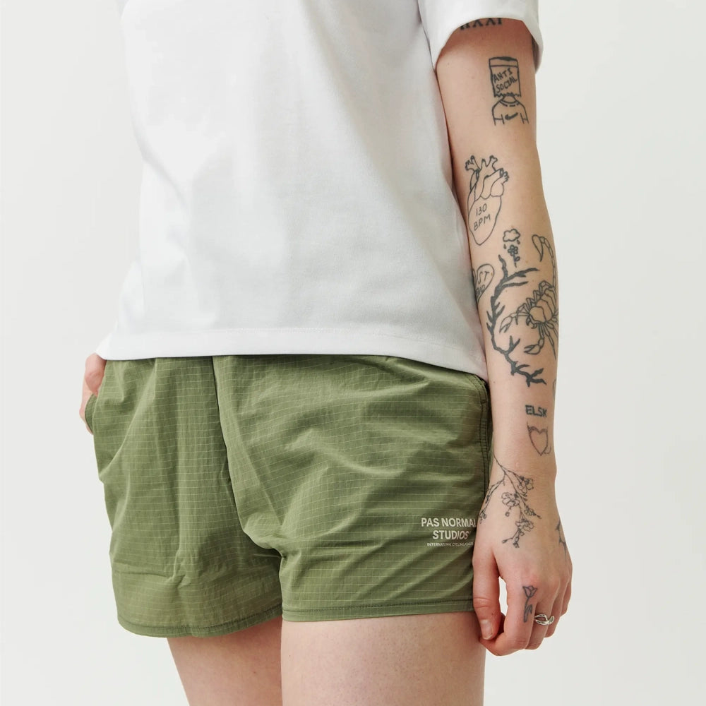 PAS NORMAL STUDIOS Off Race Ripstop Women Shorts - Army Green