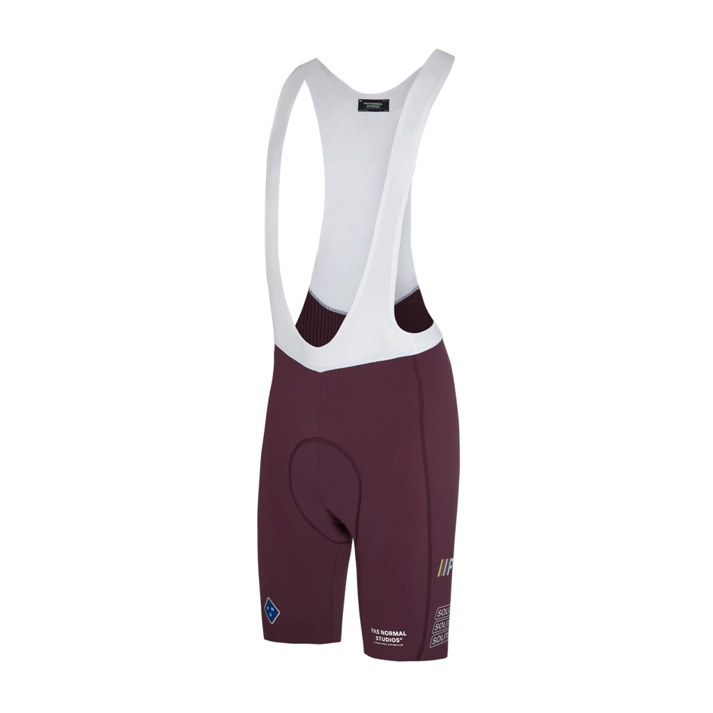 PAS NORMAL STUDIOS Solitude Logo Bib Shorts SS23 - Burgundy