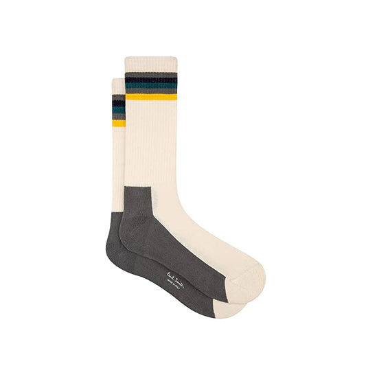 PAUL SMITH Alfonzo Stripe Socks - Off White / Grey-Casual Socks-5059970233609