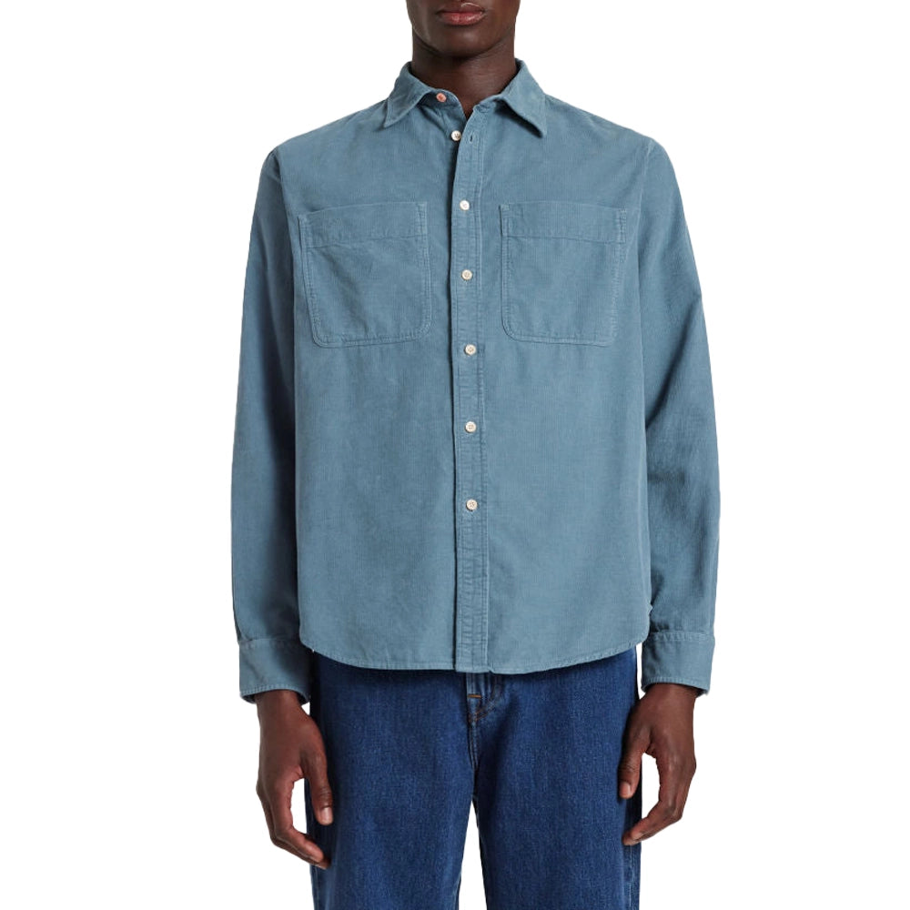 PAUL SMITH Corduroy Patch Pocket Shirt - Light Blue-T-Shirts-