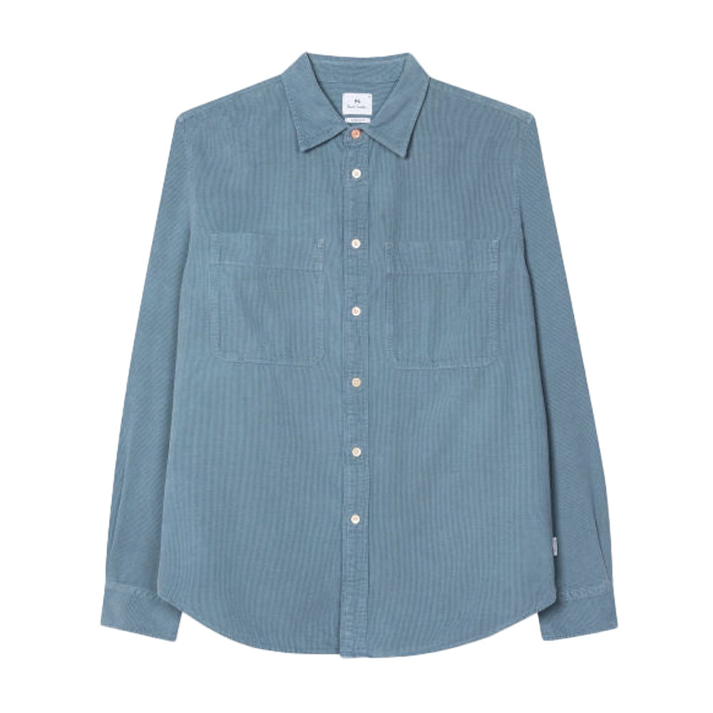 PAUL SMITH Corduroy Patch Pocket Shirt - Light Blue-T-Shirts-