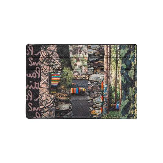 PAUL SMITH Credit Card Holder Mini Collage Stripe - Black-Wallets-5059674307507