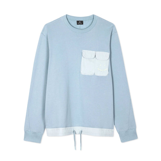 PAUL SMITH Happy Nylon Pocket Sweatshirt - Blue-Sweatshirts-5059970350467