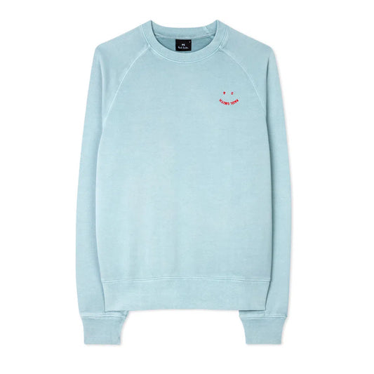 PAUL SMITH Sweatshirt Raglan Happy Logo - Light Blue-Sweatshirts-5059970117411