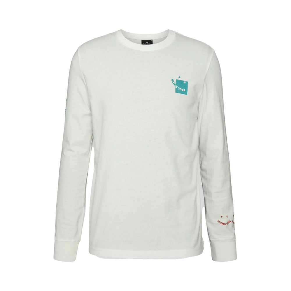 PAUL SMITH Tshirt LS Reg Fit Happy Face Box - Off White-T-Shirts-