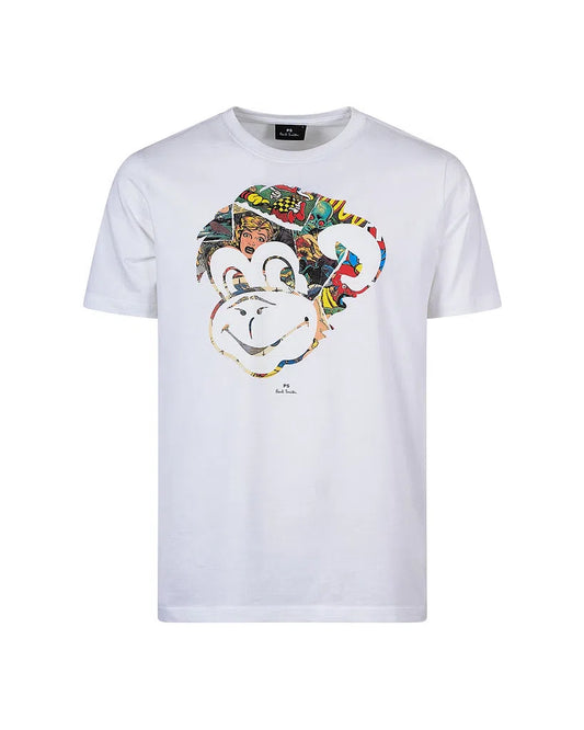 PAUL SMITH Tshirt Reg Fit SS Monkey Comic - White-T-Shirts-96456326