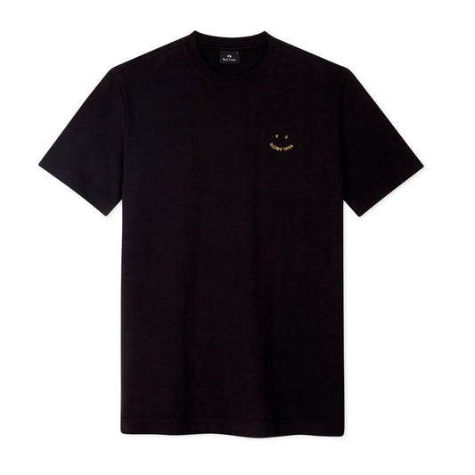 PAUL SMITH Tshirt SS Reg Fit Happy - Black & Gold-T-Shirts-5059970117350