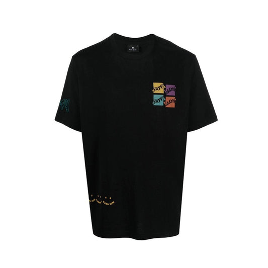 PAUL SMITH Tshirt SS Reg Fit Happy Box - Black-T-Shirts-5059674898678