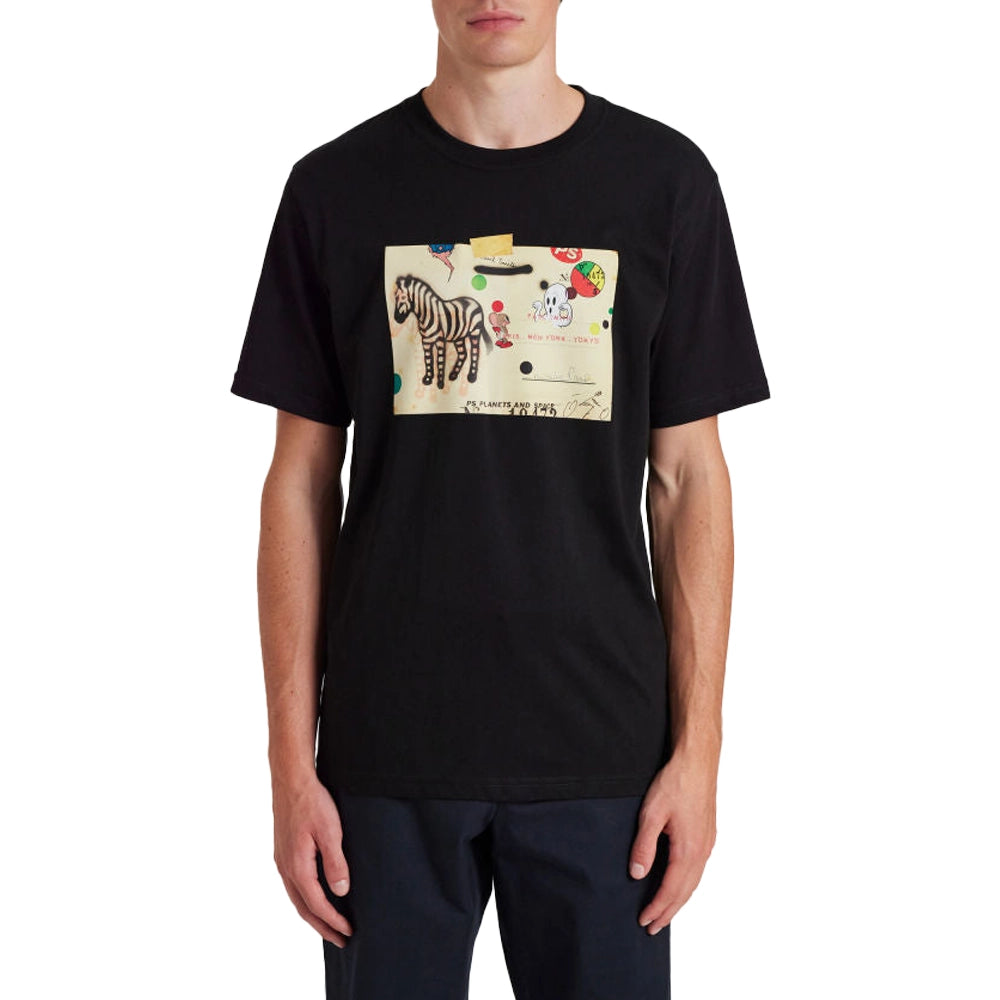 PAUL SMITH Tshirt SS Reg Fit Zebra Card - Black-T-Shirts-