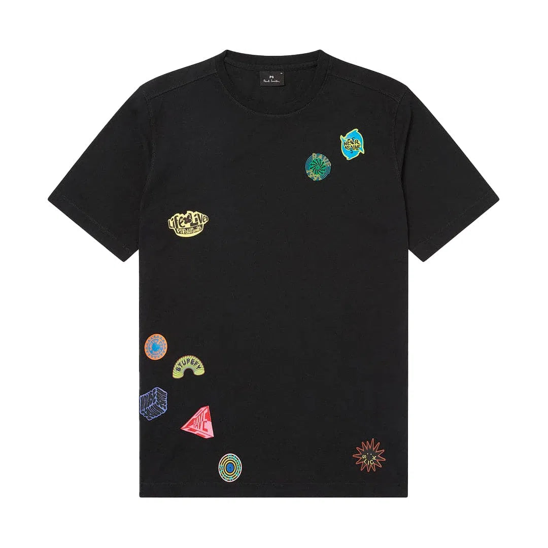 PAUL SMITH Tshirt SS Scattered Stickers - Black-T-Shirts-5059674414434