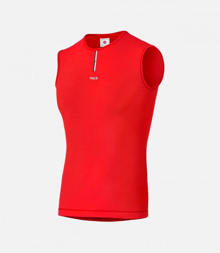 PedalEd Merino BaseLayer Sleeveless Essential - Red-Baselayers-