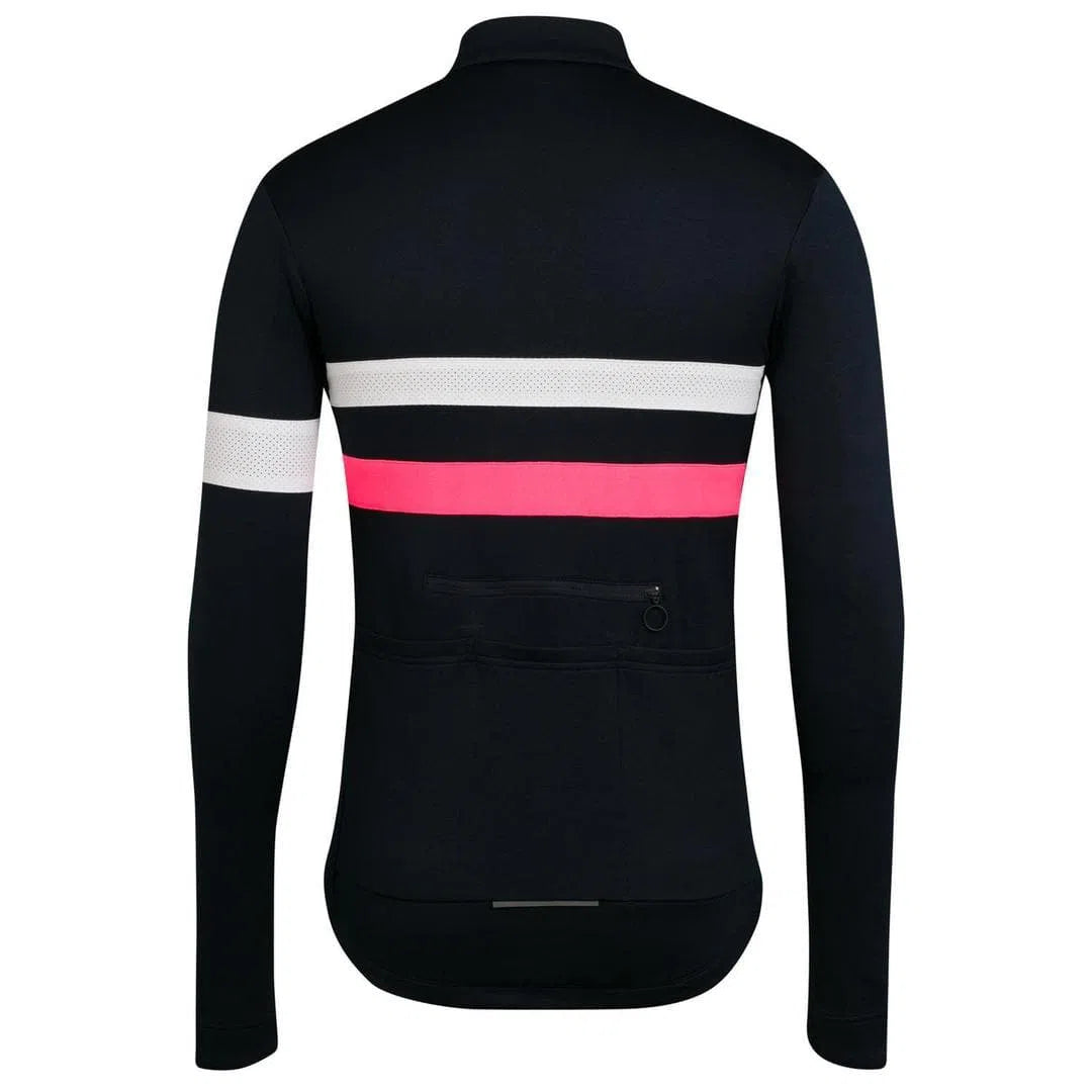 RAPHA BREVET LONG SLEEVE JERSEY - Dark Navy/High-Vis Pink Default Velodrom Barcelona 