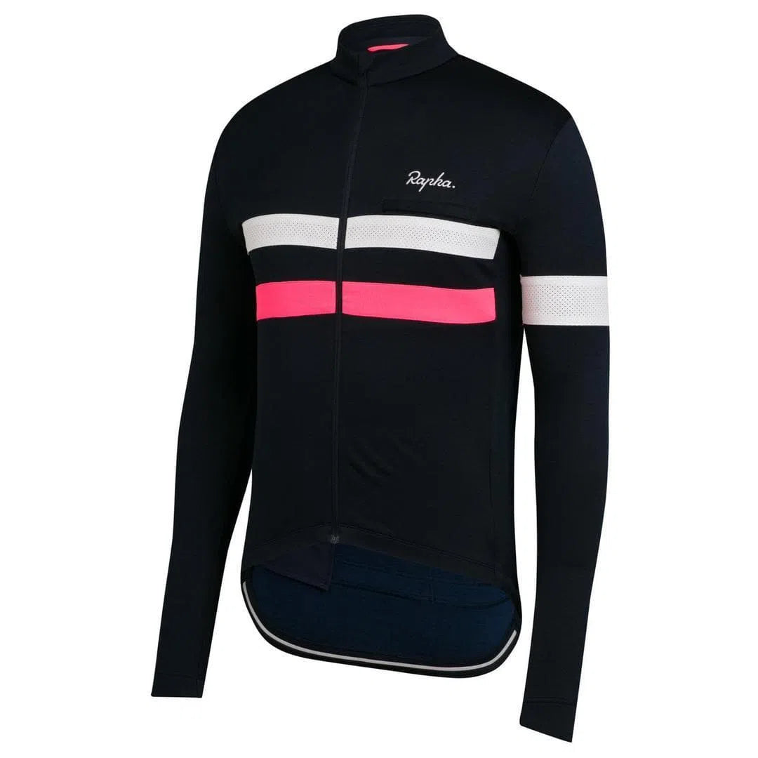 RAPHA BREVET LONG SLEEVE JERSEY - Dark Navy/High-Vis Pink Default Velodrom Barcelona 