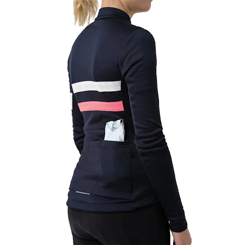 RAPHA Brevet Long Sleeve Women Jersey - Dark Navy/High-Vis Pink DNP-Velodrom