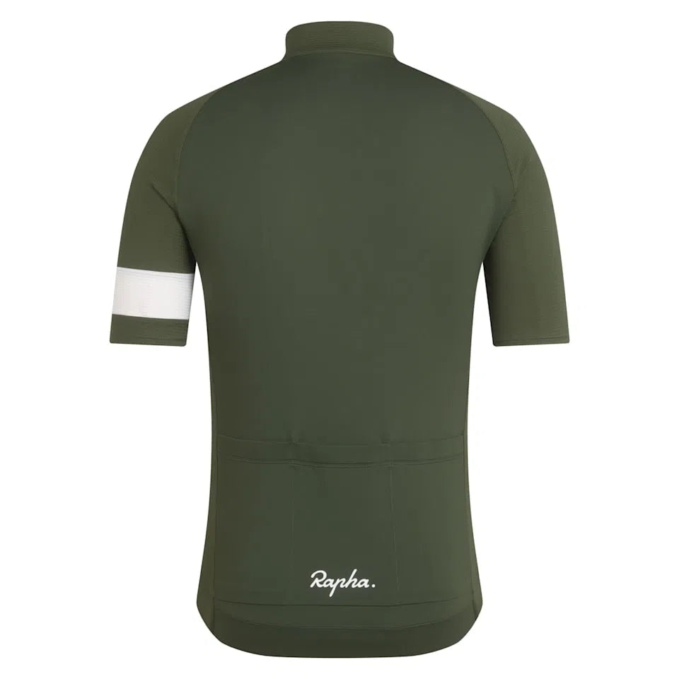 RAPHA Core Lightweight Jersey - KGW Deep Olive Green/ White-Velodrom