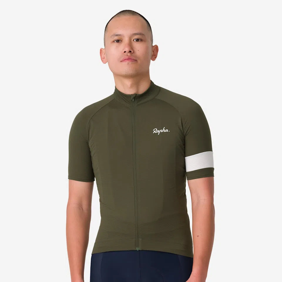 RAPHA Core Lightweight Jersey - KGW Deep Olive Green/ White-Velodrom