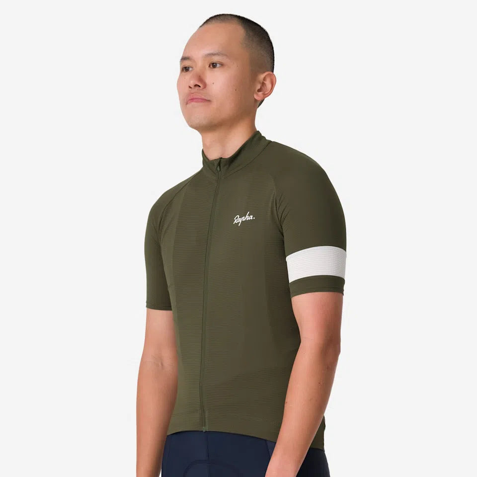 RAPHA Core Lightweight Jersey - KGW Deep Olive Green/ White-Velodrom