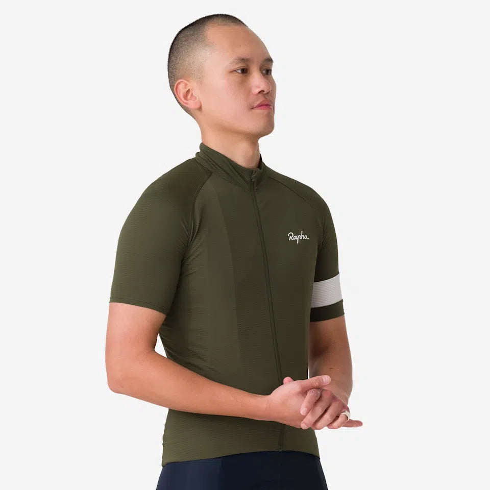 RAPHA Core Lightweight Jersey - KGW Deep Olive Green/ White-Velodrom