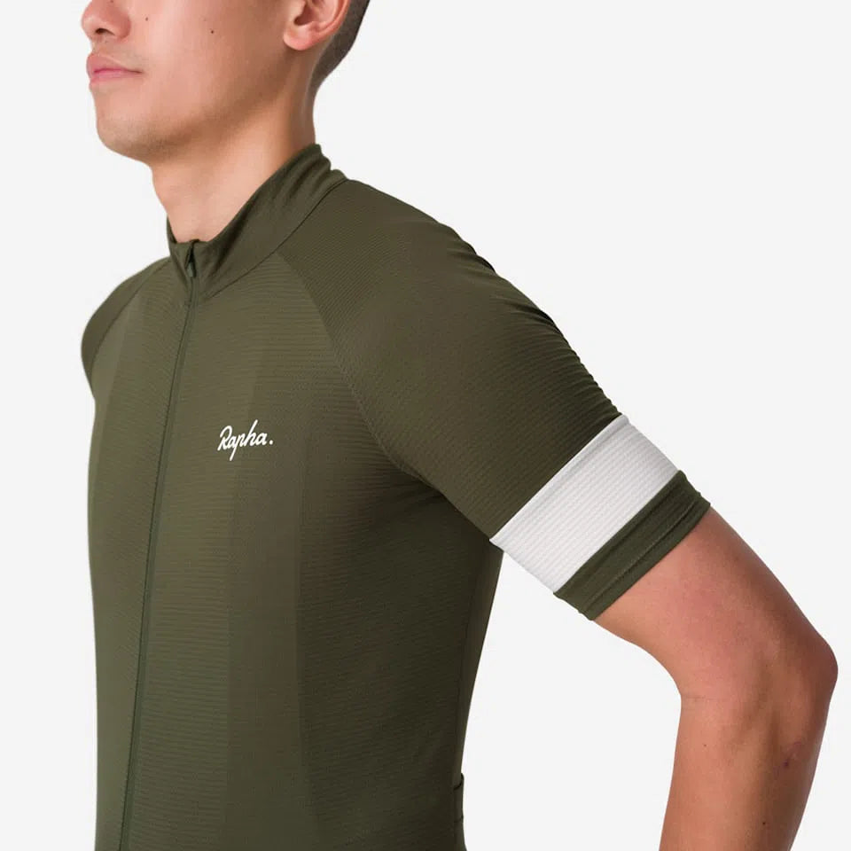 RAPHA Core Lightweight Jersey - KGW Deep Olive Green/ White-Velodrom