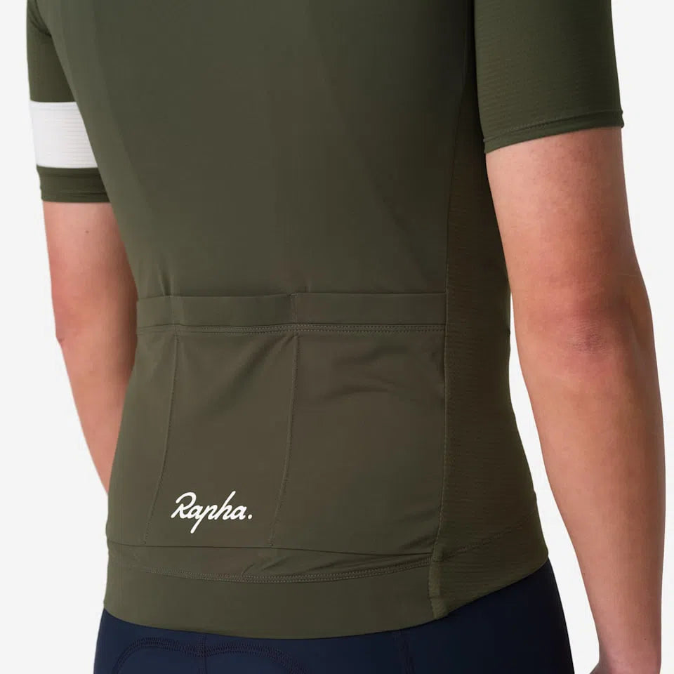 RAPHA Core Lightweight Jersey - KGW Deep Olive Green/ White-Velodrom