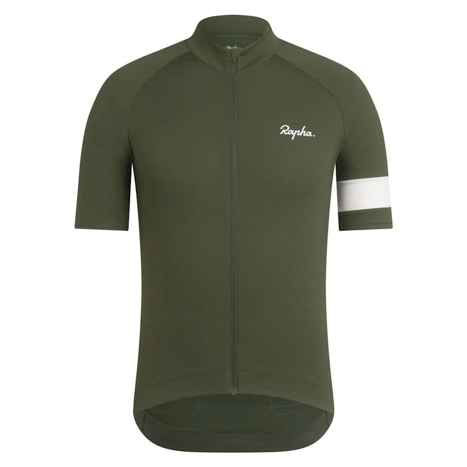 RAPHA Core Lightweight Jersey - KGW Deep Olive Green/ White-Velodrom