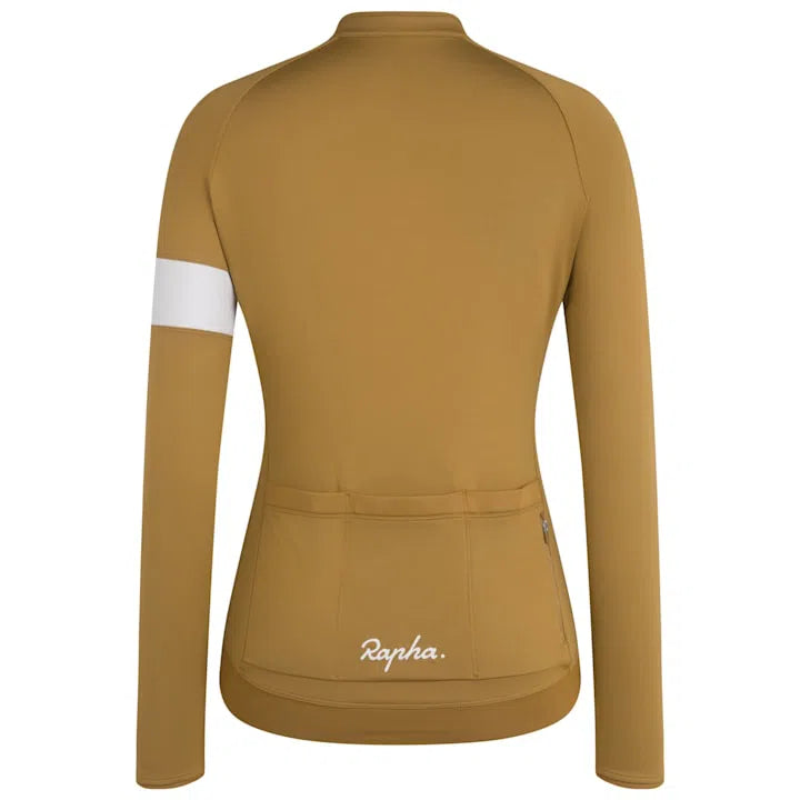 RAPHA Core Long Sleeve Women Jersey AW2023 - DGA Faded Gold/White-Velodrom