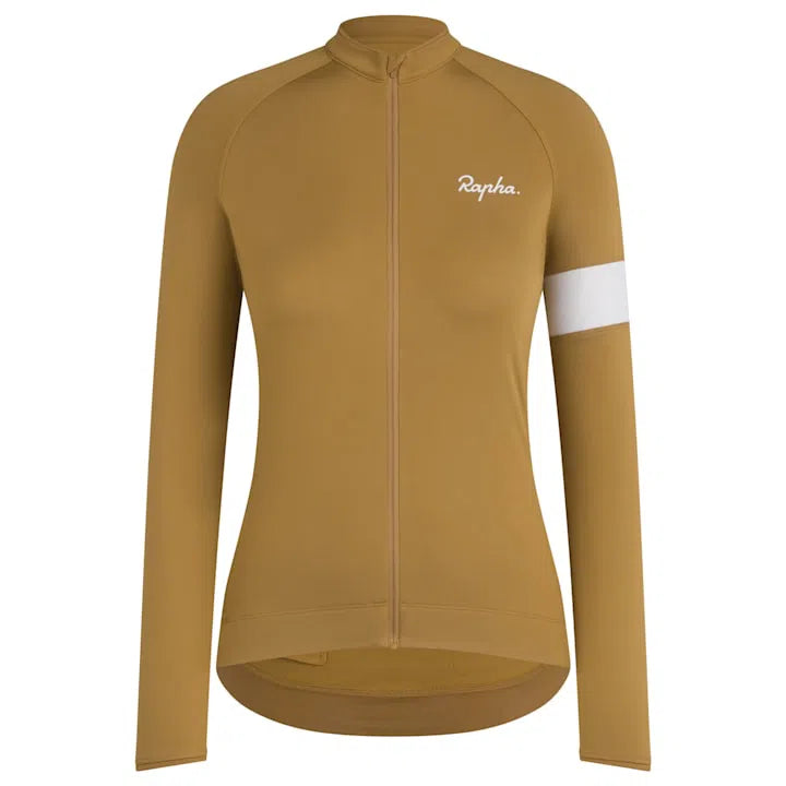 RAPHA Core Long Sleeve Women Jersey AW2023 - DGA Faded Gold/White-Velodrom