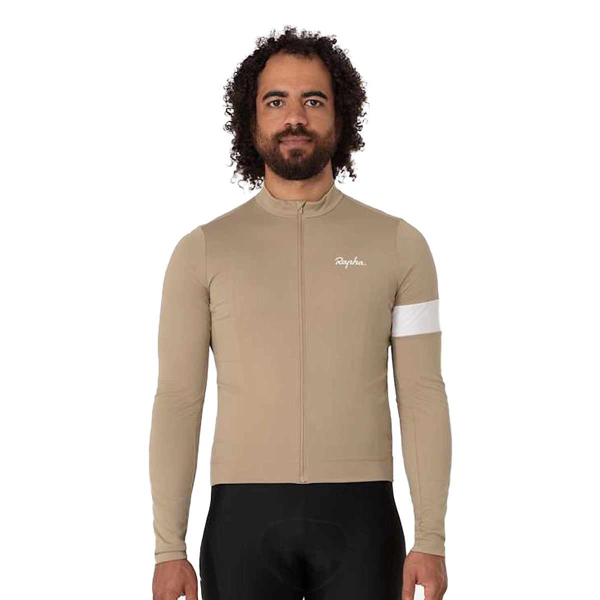 RAPHA Core Thermal Long Sleeve Jersey - THW Tan/White