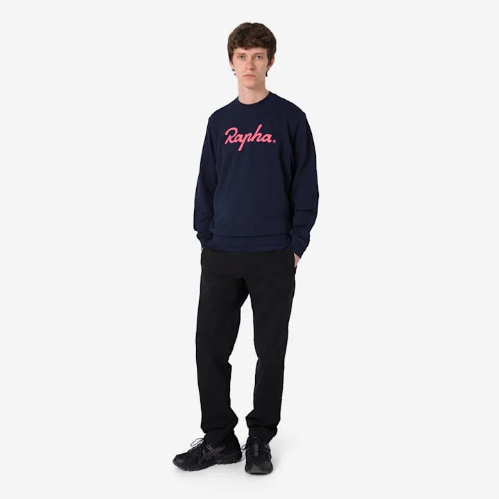 RAPHA Cotton Sweatshirt Large Logo - DNP Dark Navy/High-Vis Pink-Velodrom