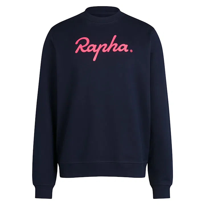 RAPHA Cotton Sweatshirt Large Logo - DNP Dark Navy/High-Vis Pink-Velodrom