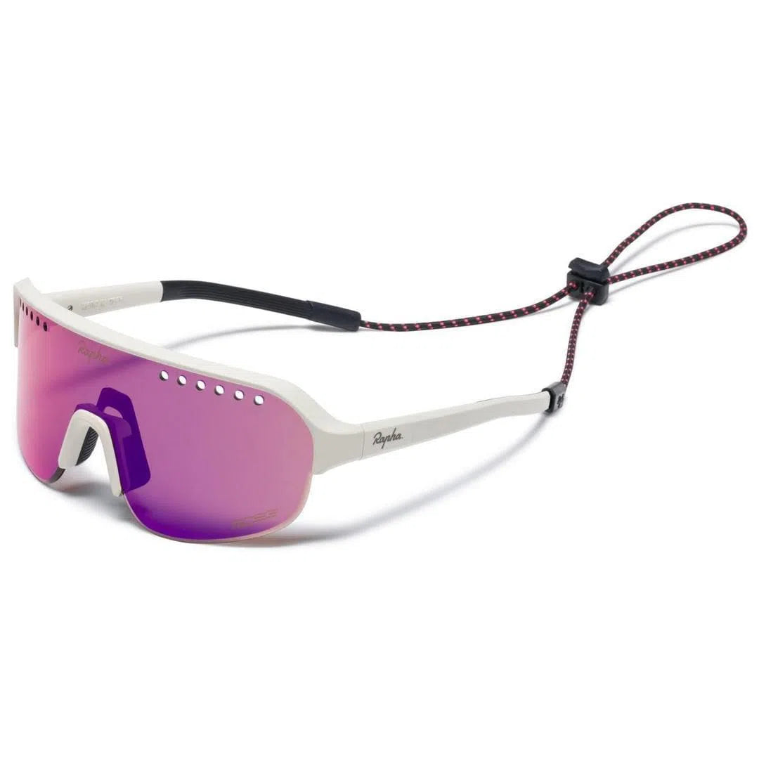 RAPHA EXPLORE GLASSES - White/Pink Blue Lens Default Velodrom Barcelona 