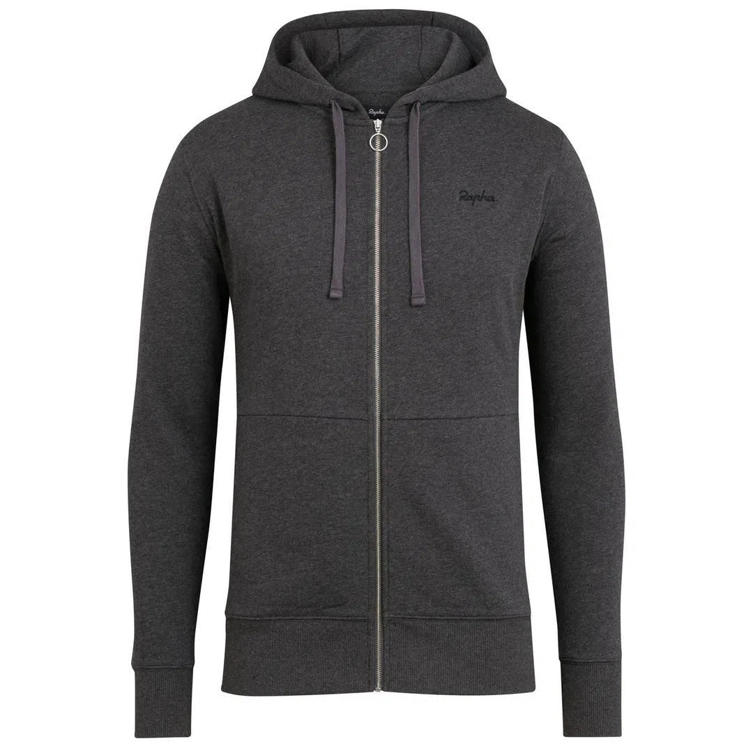 RAPHA Logo Hoodie - Charcoal Marl/Black-Velodrom