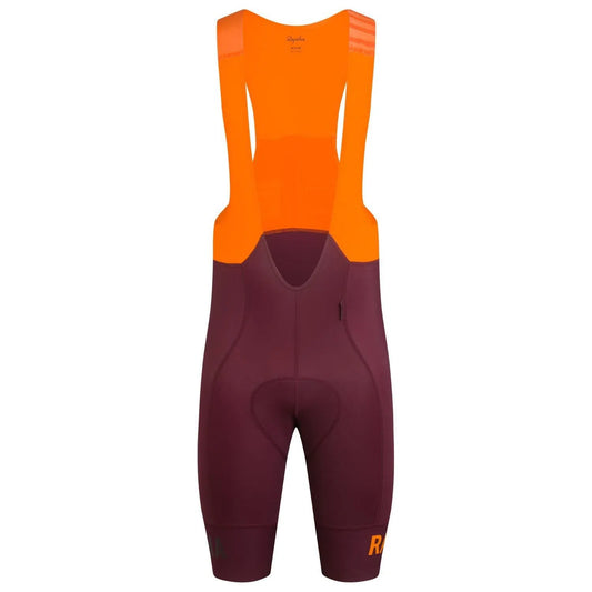 RAPHA Pro Team Bib Shorts II Long - WVO Wine/Bright Orange-Velodrom