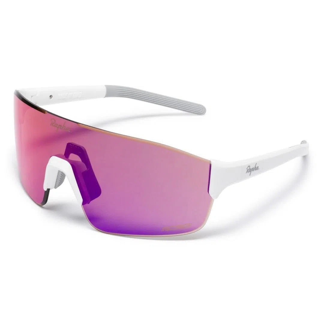 RAPHA PRO TEAM FRAMELESS GLASSES - White/Pink Blue Lens Default Velodrom Barcelona 