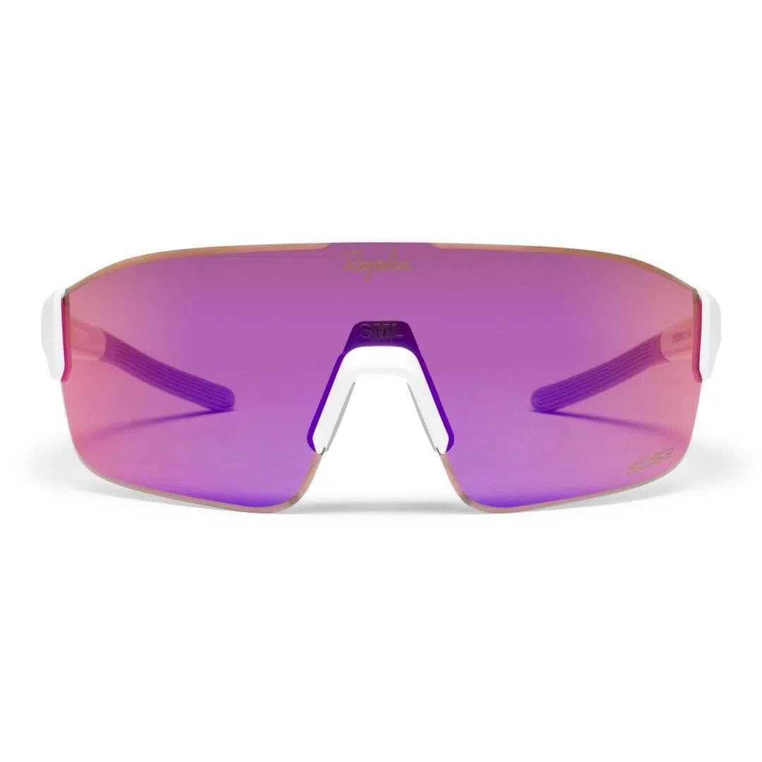 RAPHA PRO TEAM FRAMELESS GLASSES - White/Pink Blue Lens Default Velodrom Barcelona 