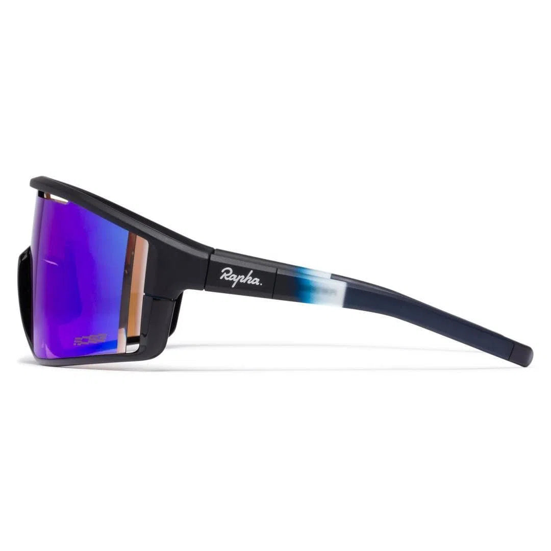 RAPHA PRO TEAM FULL FRAME GLASSES - Dark Navy/Purple Green Lens Default Velodrom Barcelona 