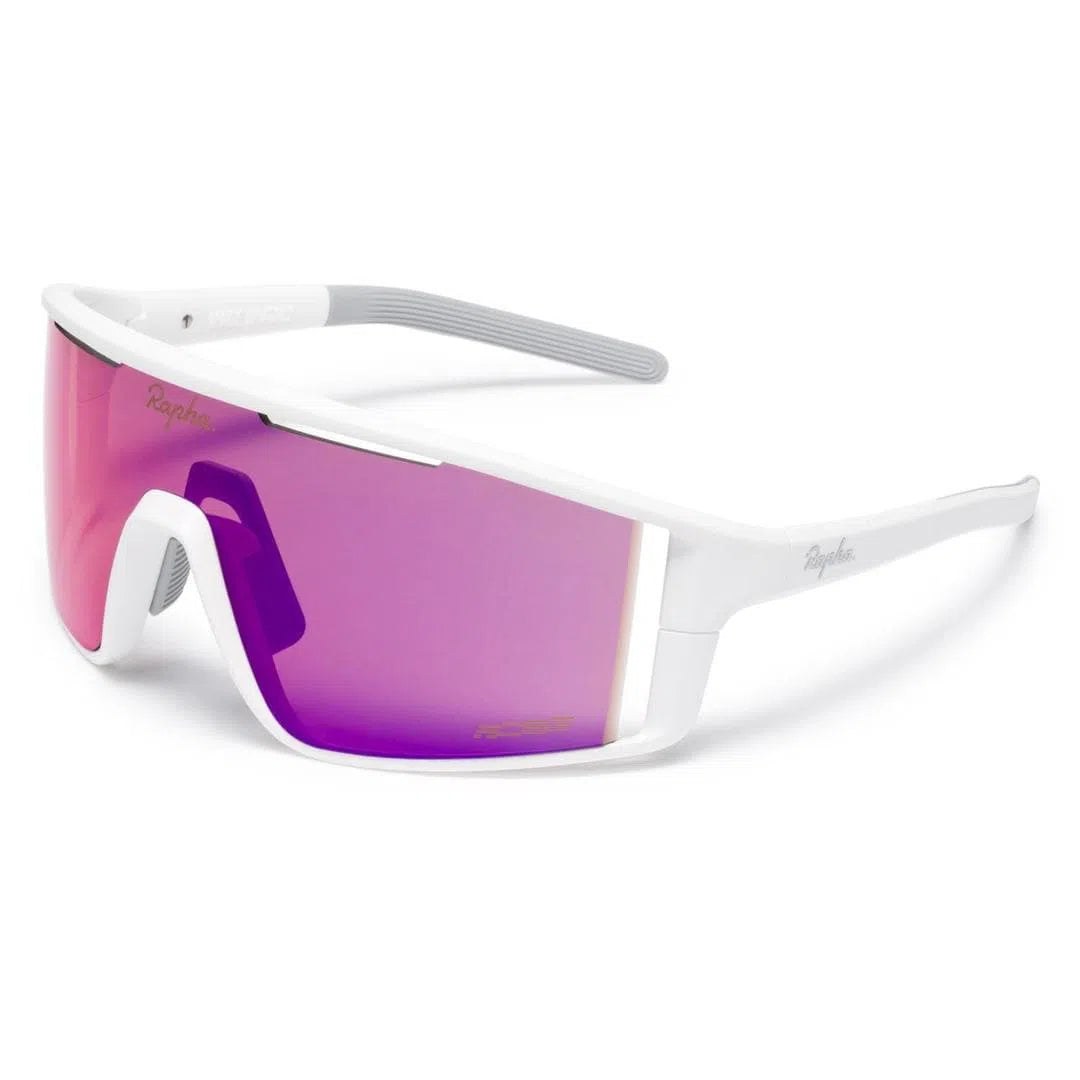 RAPHA PRO TEAM FULL FRAME GLASSES - White/Pink Blue Lens Default Velodrom Barcelona 