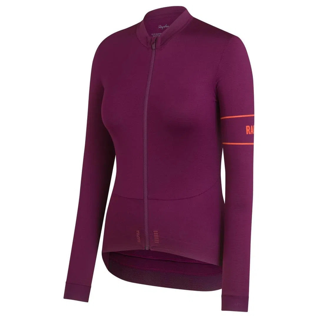 RAPHA Pro Team Long Sleeve Women Jersey - PBO Dark Purple/Orange-Velodrom