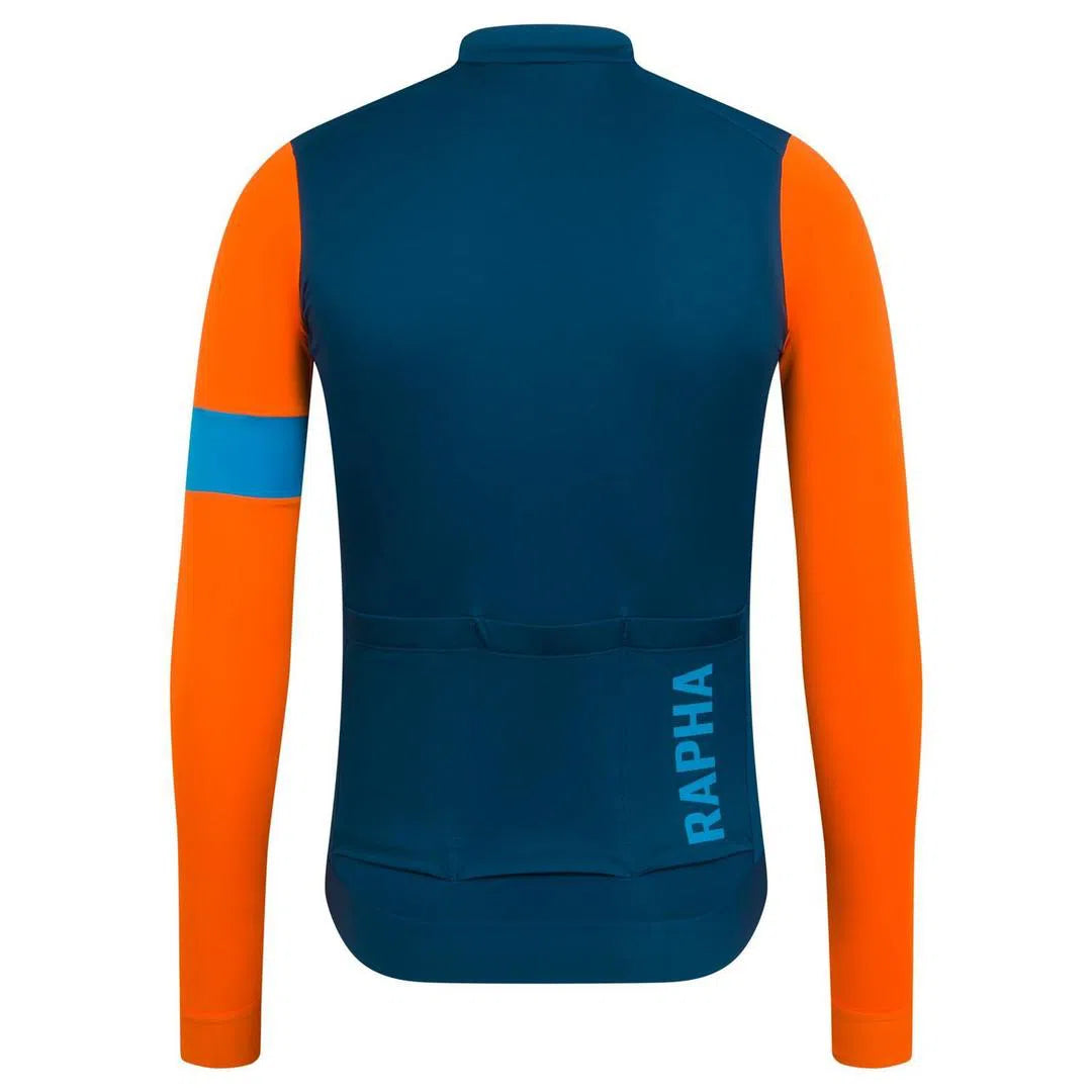 RAPHA Pro Team Training Long Sleeve Jersey - SSB Teal/Orange/Off White-Velodrom