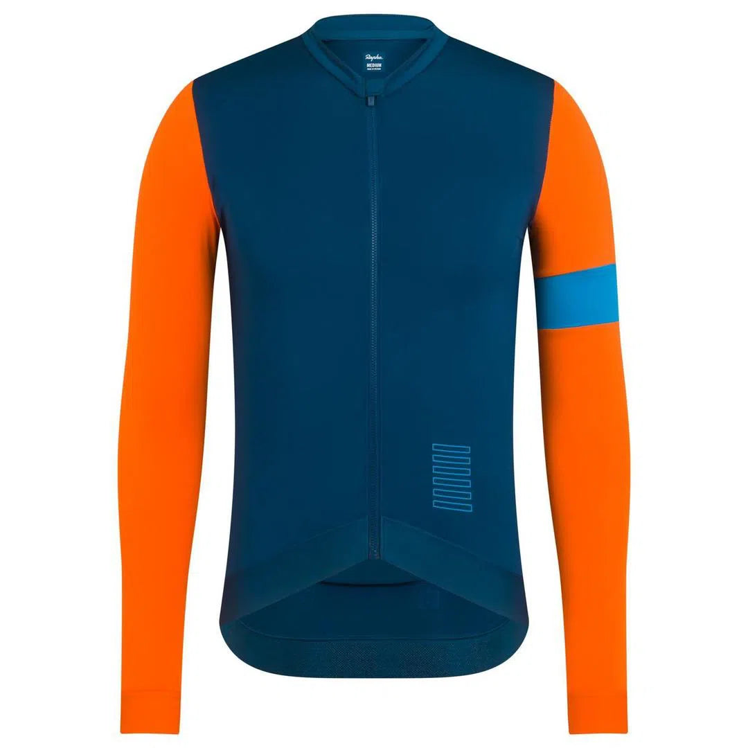 RAPHA Pro Team Training Long Sleeve Jersey - SSB Teal/Orange/Off White-Velodrom